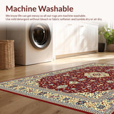 Ultra Soft Area Rug, Non Slip, Stain Resistant, Washable Area Rugs for Living Room, Bedroom, Rustic Vintage Ethnic Patterns(Red)