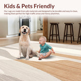 Ultra Soft Area Rug, Non Slip, Stain Resistant, Washable Area Rugs for Living Room, Bedroom, Chic Area Modern Reflection Collection Stylish Minimalist Motifs(Beige)