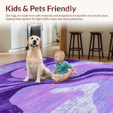 Ultra Soft Area Rug, Non Slip, Stain Resistant, Washable Area Rugs for Living Room, Bedroom, Artistic Fluid Color Blend(Purple)