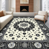 Ultra Soft Area Rug, Non Slip, Stain Resistant, Washable Area Rugs for Living Room, Bedroom, Rustic Textured Tasseled Runner Style(Black)