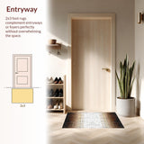 Artistic Mosaic Tile Area with Symmetric Brown Beige Gradient Blocks(Beige)