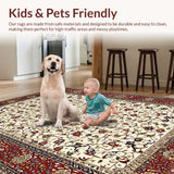 Ultra Soft Area Rug, Non Slip, Stain Resistant, Washable Area Rugs for Living Room, Bedroom, Chic Geometric Tiled Arrangement(Red)