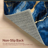 Ultra Soft Area Rug, Non Slip, Stain Resistant, Washable Area Rugs for Living Room, Bedroom, Chic Opulent Blue Gold Blend(Blue)
