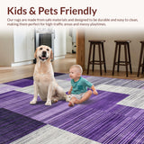 Ultra Soft Area Rug, Non Slip, Stain Resistant, Washable Area Rugs for Living Room, Bedroom, Sophisticated Tiled Geometric Arrangement(Purple)