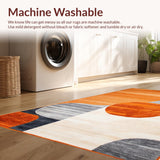 Ultra Soft Area Rug, Non Slip, Stain Resistant, Washable Area Rugs for Living Room, Bedroom, Rustic Minimalist Geometric Aesthetic(Orange)