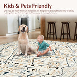 Ultra Soft Area Rug, Non Slip, Stain Resistant, Washable Area Rugs for Living Room, Bedroom, Rustic Ogee Patterned Charm(Beige)