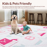 Ultra Soft Area Rug, Non Slip, Stain Resistant, Washable Area Rugs for Living Room, Bedroom, Brightly Colored Interactive Learning(White)