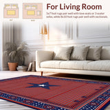 Ultra Soft Area Rug, Non Slip, Stain Resistant, Washable Area Rugs for Living Room, Bedroom, Charming Multi-Hued Rustic Appeal(Red)