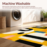Ultra Soft Area Rug, Non Slip, Stain Resistant, Washable Area Rugs for Living Room, Bedroom, Chic Modern Lettering Aesthetic(Yellow)