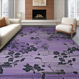 Ultra Soft Area Rug, Non Slip, Stain Resistant, Washable Area Rugs for Living Room, Bedroom, Whimsical Diamond Floral Arrangement(Purple)