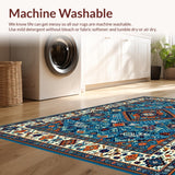 Ultra Soft Area Rug, Non Slip, Stain Resistant, Washable Area Rugs for Living Room, Bedroom, Rustic Geometric Color Fusion(Blue)