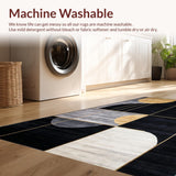 Ultra Soft Area Rug, Non Slip, Stain Resistant, Washable Area Rugs for Living Room, Bedroom, Luxurious Black and Gold Motif(Black)
