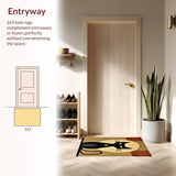 Ultra Soft Area Rug, Non Slip, Stain Resistant, Washable Area Rugs for Living Room, Bedroom, Charming Playful Feline Artwork(Beige)