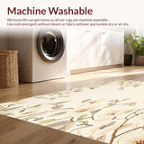 Ultra Soft Area Rug, Non Slip, Stain Resistant, Washable Area Rugs for Living Room, Bedroom, Chic Floral Area Whimsical Blossom Non Slip Flower Mat(Beige)