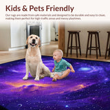 Ultra Soft Area Rug, Non Slip, Stain Resistant, Washable Area Rugs for Living Room, Bedroom, Playful Universe Inspired Graphics(Purple)