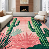 Ultra Soft Area Rug, Non Slip, Stain Resistant, Washable Area Rugs for Living Room, Bedroom, Contemporary Lively Cactus Print(Pink)