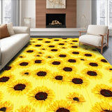 Ultra Soft Area Rug, Non Slip, Stain Resistant, Washable Area Rugs for Living Room, Bedroom, Bright Sunflower Patterned Decor(Yellow)