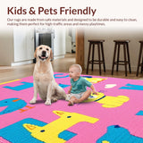 Ultra Soft Area Rug, Non Slip, Stain Resistant, Washable Area Rugs for Living Room, Bedroom, Interactive Colorful Child-Friendly Graphics(Pink)