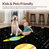 Ultra Soft Area Rug, Non Slip, Stain Resistant, Washable Area Rugs for Living Room, Bedroom, Stellar Whimsical Planetary Theme(Yellow)
