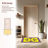Ultra Soft Area Rug, Non Slip, Stain Resistant, Washable Area Rugs for Living Room, Bedroom, Vibrant Mardi Gras Carnival Aesthetic(Yellow)