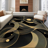 Ultra Soft Area Rug, Non Slip, Stain Resistant, Washable Area Rugs for Living Room, Bedroom, Stylish Artistic Linear Design(Gold)