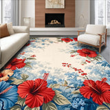 Ultra Soft Area Rug, Non Slip, Stain Resistant, Washable Area Rugs for Living Room, Bedroom, Botanical Garden Fade Resistant Area With Textured Floral(Beige)