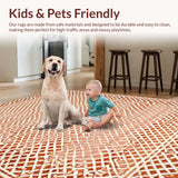 Ultra Soft Area Rug, Non Slip, Stain Resistant, Washable Area Rugs for Living Room, Bedroom, Rustic Earthy Tiled Pattern(Beige)