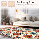 Ultra Soft Area Rug, Non Slip, Stain Resistant, Washable Area Rugs for Living Room, Bedroom, Neutral Cream Floral Nursery Stain-Resistant Carpet(Beige)