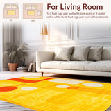 Ultra Soft Area Rug, Non Slip, Stain Resistant, Washable Area Rugs for Living Room, Bedroom, Retro Vibrant Geometric Motif(Yellow)