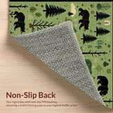 Ultra Soft Area Rug, Non Slip, Stain Resistant, Washable Area Rugs for Living Room, Bedroom, Charming Bear and Moose Designs(Green)