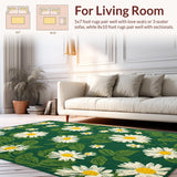 Ultra Soft Area Rug, Non Slip, Stain Resistant, Washable Area Rugs for Living Room, Bedroom, Nature-Inspired Irregular Floral Motif(Green)