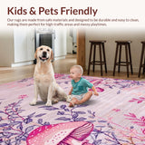 Ultra Soft Area Rug, Non Slip, Stain Resistant, Washable Area Rugs for Living Room, Bedroom, Playful Psychedelic Colorful Design(Gray)