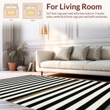 Ultra Soft Area Rug, Non Slip, Stain Resistant, Washable Area Rugs for Living Room, Bedroom, Elegant Dual Tone Horizontal Line Pattern Home Decor Textile Floor Covering(Black)