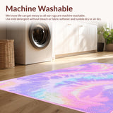 Ultra Soft Area Rug, Non Slip, Stain Resistant, Washable Area Rugs for Living Room, Bedroom, Radiant Multicolor Abstract Artistry(Purple)