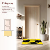 Ultra Soft Area Rug, Non Slip, Stain Resistant, Washable Area Rugs for Living Room, Bedroom, Eclectic Geometric Soundwave Illustration(Yellow)