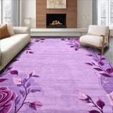 Ultra Soft Area Rug, Non Slip, Stain Resistant, Washable Area Rugs for Living Room, Bedroom, Vibrant Cozy Botanical Touch(Purple)