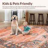 Ultra Soft Area Rug, Non Slip, Stain Resistant, Washable Area Rugs for Living Room, Bedroom, Soft Terracotta Linear Arrangement(Orange)