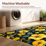 Ultra Soft Area Rug, Non Slip, Stain Resistant, Washable Area Rugs for Living Room, Bedroom, Sophisticated Antique Floral Touch(Yellow)