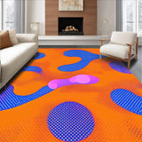 Ultra Soft Area Rug, Non Slip, Stain Resistant, Washable Area Rugs for Living Room, Bedroom, Psychedelic Colorful Wave Motif(Orange)