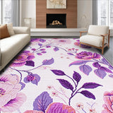 Ultra Soft Area Rug, Non Slip, Stain Resistant, Washable Area Rugs for Living Room, Bedroom, Cozy Vibrant Garden Influence(Purple)