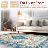 Ultra Soft Area Rug, Non Slip, Stain Resistant, Washable Area Rugs for Living Room, Bedroom, Rustic Whimsical Floral Composition(White)