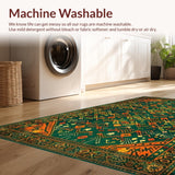 Ultra Soft Area Rug, Non Slip, Stain Resistant, Washable Area Rugs for Living Room, Bedroom, Rustic Vibrant Striped Texture(Green)