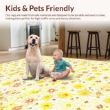 Ultra Soft Area Rug, Non Slip, Stain Resistant, Washable Area Rugs for Living Room, Bedroom, Lovely Springtime Floral Texture(Yellow)