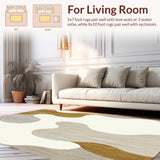 Modern Abstract Flowing Area Beige Cream Pet Friendly Non Shedding(Beige)