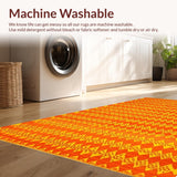 Ultra Soft Area Rug, Non Slip, Stain Resistant, Washable Area Rugs for Living Room, Bedroom, Contemporary Whimsical Character Design(Orange)
