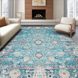 Ultra Soft Area Rug, Non Slip, Stain Resistant, Washable Area Rugs for Living Room, Bedroom, Whimsical Cozy Ogee Pattern(Blue)