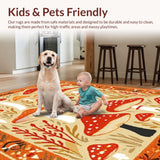 Ultra Soft Area Rug, Non Slip, Stain Resistant, Washable Area Rugs for Living Room, Bedroom, Joyful Eclectic Design Elements(Orange)