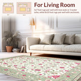 Ultra Soft Area Rug, Non Slip, Stain Resistant, Washable Area Rugs for Living Room, Bedroom, Fresh Greenery Accent Style(Ivory)