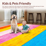 Ultra Soft Area Rug, Non Slip, Stain Resistant, Washable Area Rugs for Living Room, Bedroom, Vibrant Rainbow Sky Aesthetic(Pink)