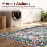Ultra Soft Area Rug, Non Slip, Stain Resistant, Washable Area Rugs for Living Room, Bedroom, Chic Vintage Floral Arrangement(Gray)